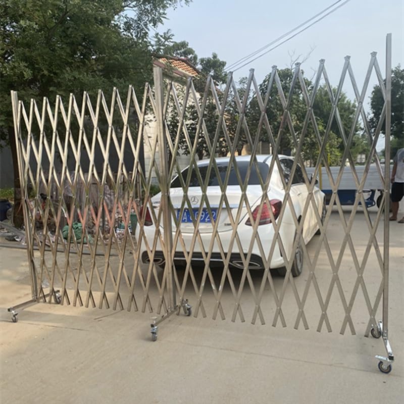 PFCDZDU Expandable Mobile Barricade, Industrial Adjustable Stainless Steel Barrier Gate 4.9ft/5.9ft Tall, Retractable Safety Fence for Work Zone Crowd Control(4.9x21.3ft/1.5x6.5m)