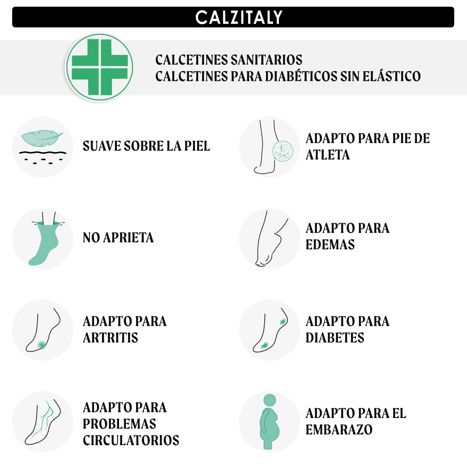 CALZITALY, PACK 3/6 PARES Calcetines Sin Elástico, Calcetines para Diabéticos, Calcetines Unisex de Algodón | Made in Italy