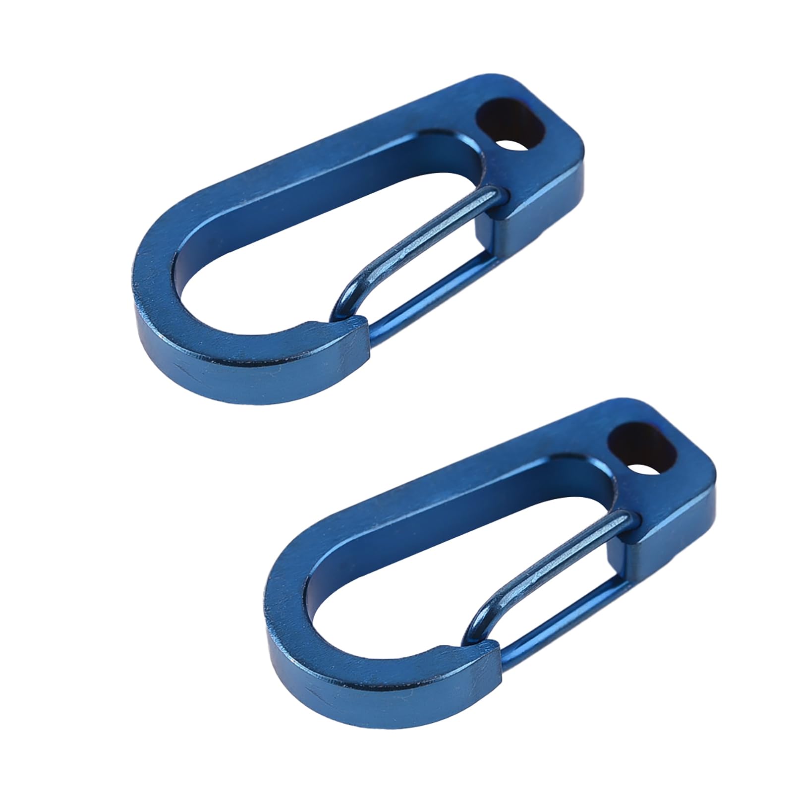 2 Pack Titanium Carabiner Clips, Heavy Duty Keychain Snap Hook, Quick-Release Keyring for Men Women Camping Fishing Hiking Dog Leash Accessories (Blue)