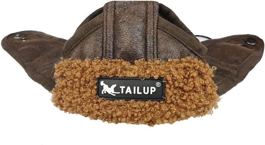 BECHANMIG Dog Winter Hat, Fashion Retro Pet Aviator Hat, Dog Warm Cap Winter Hat with Ear Holes for Small Medium Large Dog, Cats, Brownness L