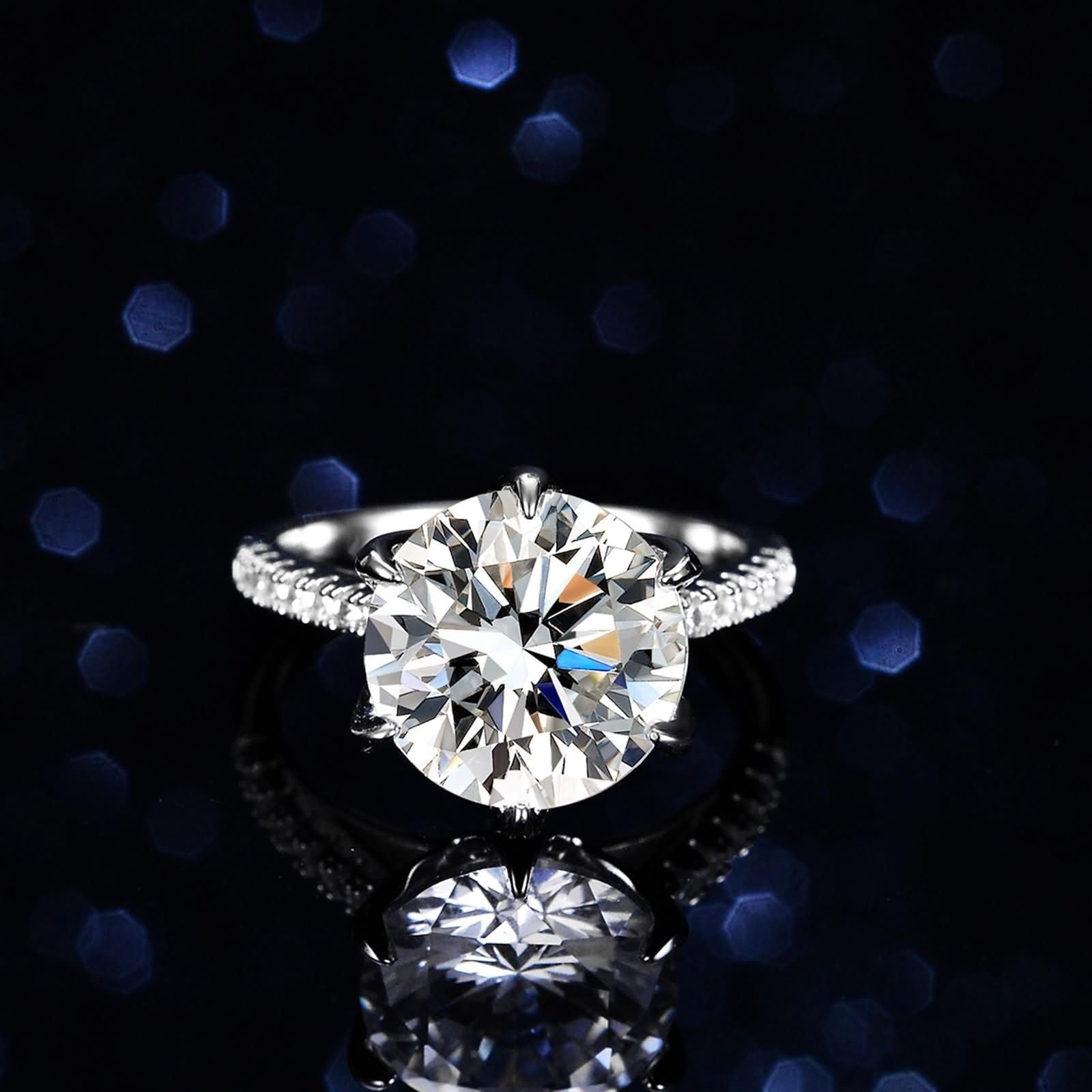 Moissanite pierścionek zaręczynowy z białego złota, pierścionek zaręczynowy z moissanite 5 ct dla kobiet