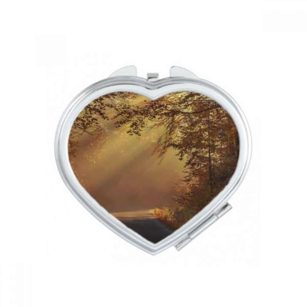 Miroir de poche mignon motif écureuil et forêt de coeur pour maquillage