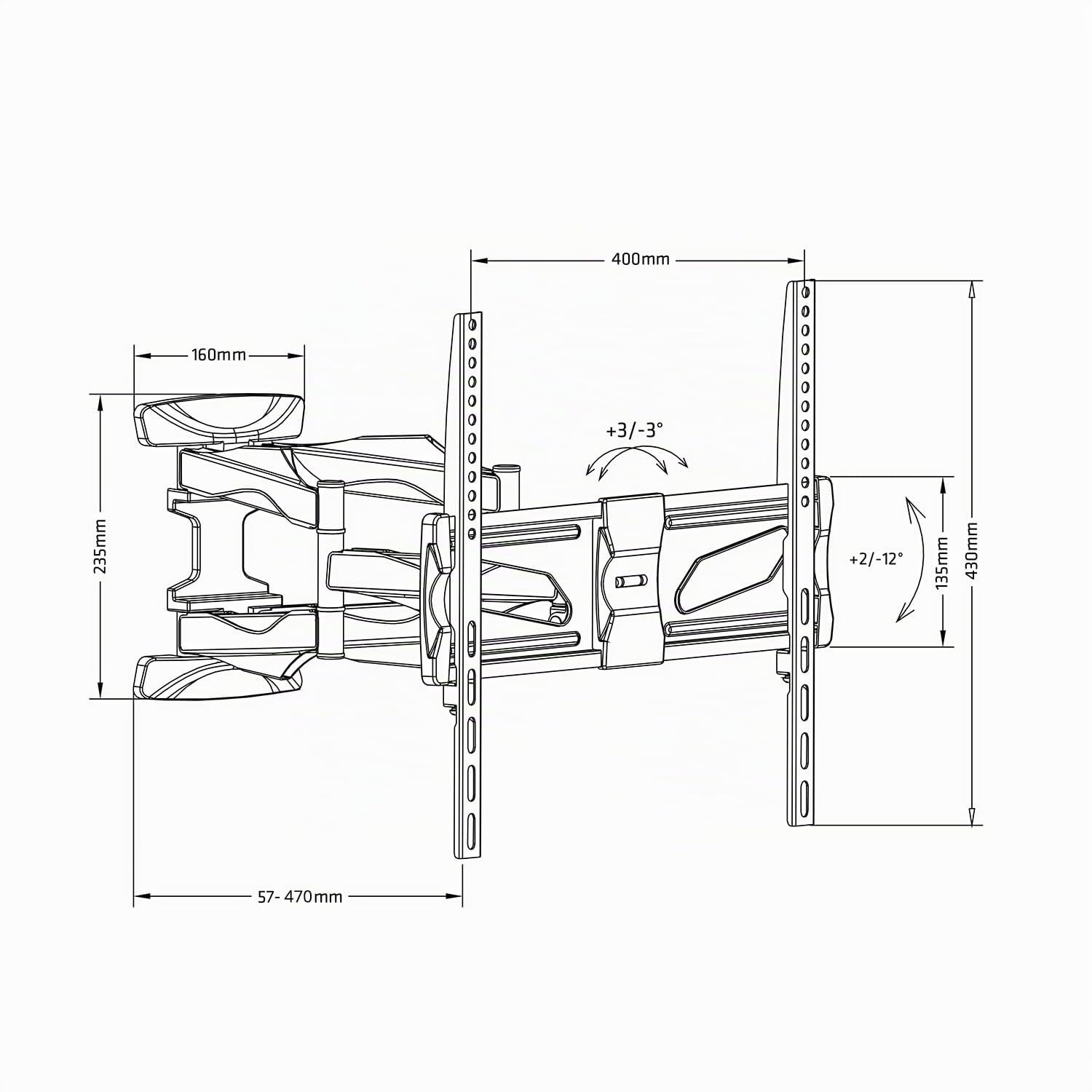 Maclean MC-781 Supporto Da Parete Per TV LED LCD Al Plasma Supporto TV 26-70 "Fino a 45 kg Doppio Braccio Max VESA 400x400