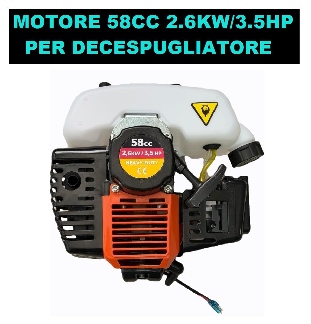Motore di Ricambio 58 CC per Decespugliatore Tagliaerba Trivella Rasaerba Tosaerba Potatore e 4 in 1, monocilindrico Raffreddamento ad Aria, Scoppio 2 Tempi + Miscela da 100ml