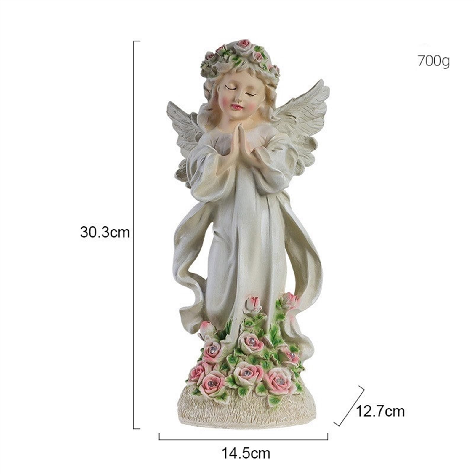 HABITZ Fata Dei Fiori Statua Solare Caratteristiche Dell'acqua Ornamenti Da Giardino Decorazioni Esterni Statue Di Angeli In Resina Impermeabile Squisita Della Ragazza Angelo Atmosfera In Resina(1)