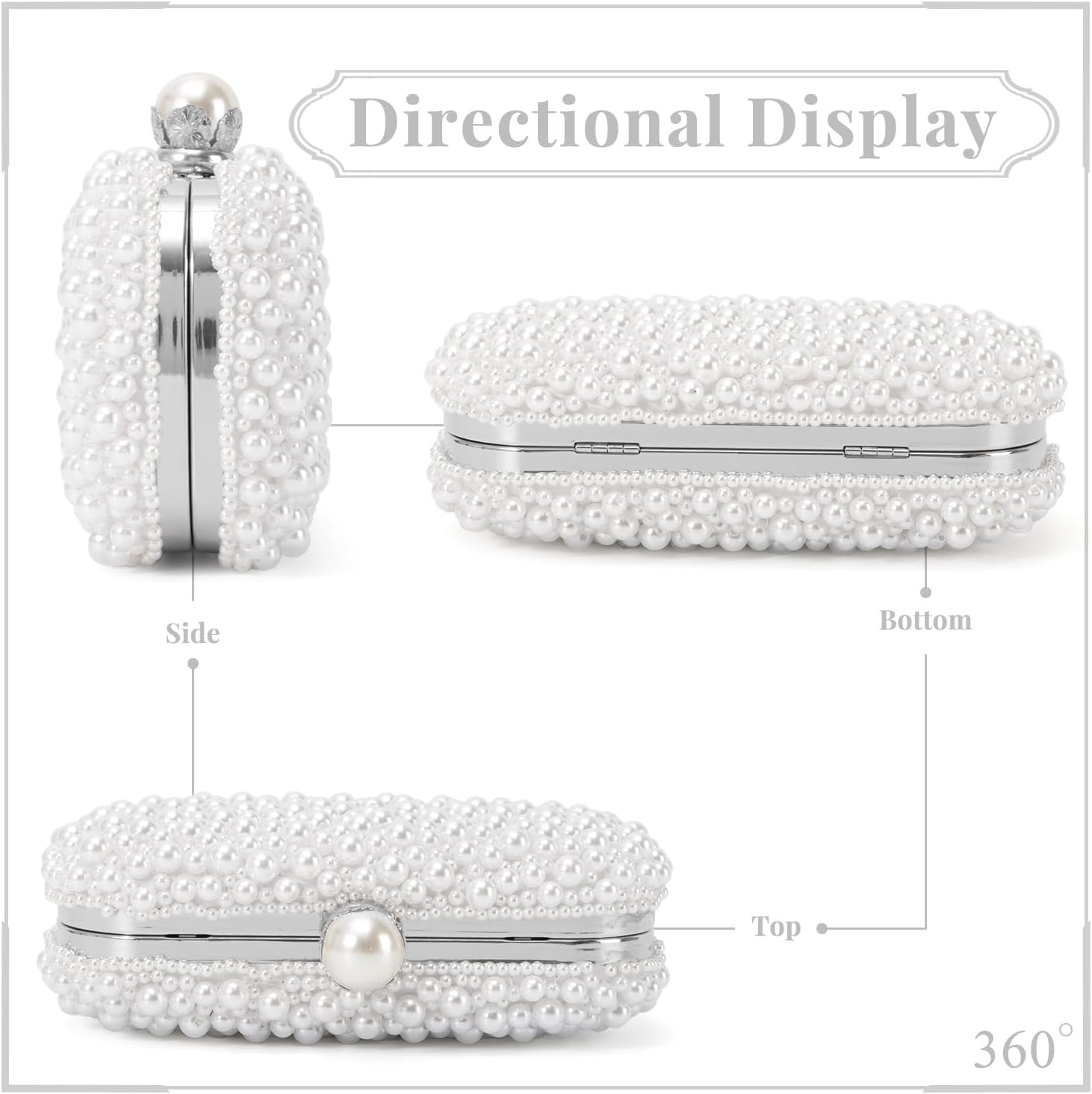 Emprier Women Pearl Evening Handbags Beaded Clutch Purses for Wedding Bridal Party Prom