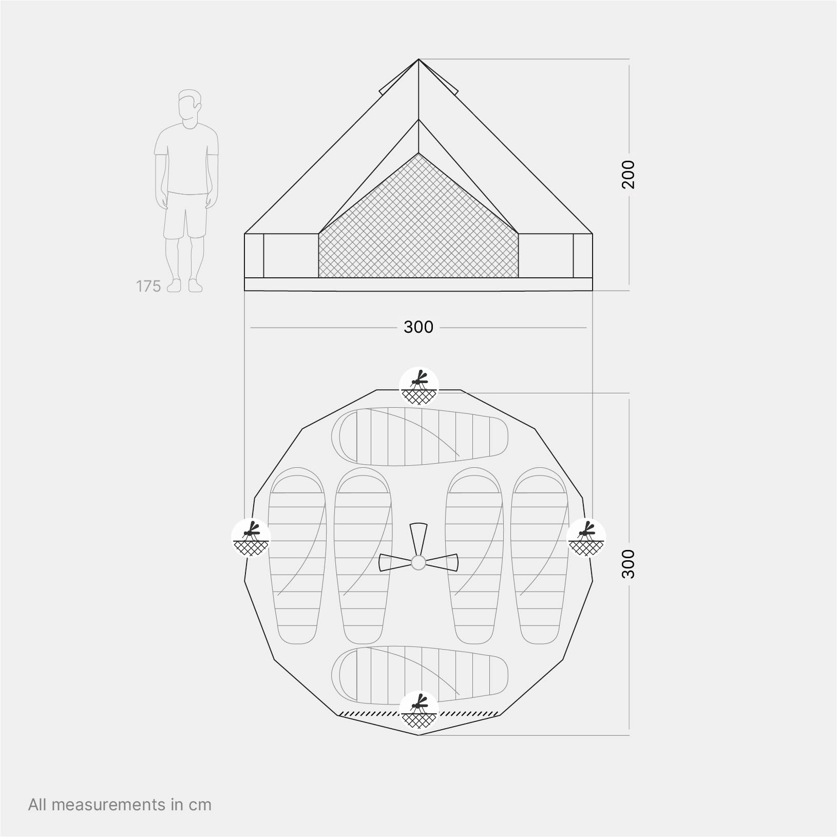 qeedo Bell Tipi - Tienda de campaña para Grupos o familias (tamaños 6, 8, 10, 12 Personas)