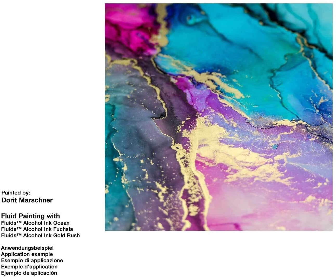 Set Alcohol Ink Octopus Fluids - 5 Colori 30 Ml, Con Blending Solution E Carta - Foto 6