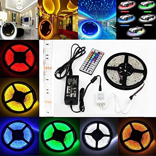 OxyLED OxyMas Waterproof Color Changing RGB 16.4ft Flexible LED Strip Light Kit, SMD5050 300 LEDs & 44 Key IR Remote