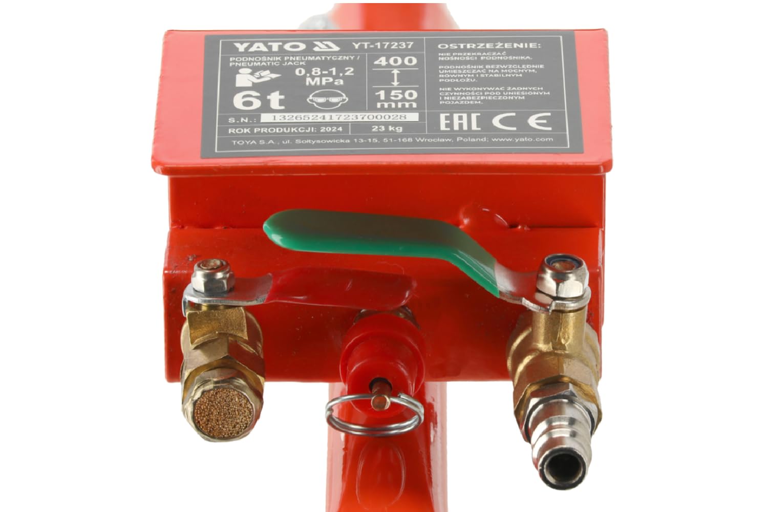YATO Sollevatore Pneumatico 6T YT-17237, Cric a Pupazzo di Neve 150-400 mm per Auto e Furgoni, Sollevamento Rapido a 0,8-1,2 MPa con Maniglia Ergonomica