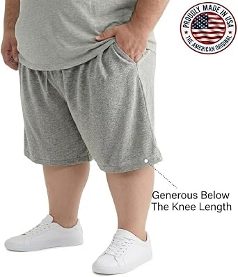 JC DISTRO USA-Made Men's Big and Tall Lightweight French Terry Active Shorts (3XL-7XL, Multipack Available)