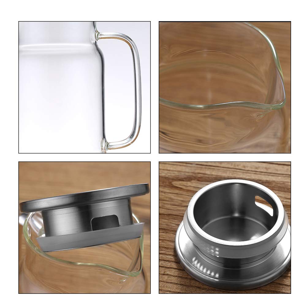 Glaskanne, Teekanne Teekocher aus Glas, große Kapazität, hitzebeständige Saftflaschen mit abnehmbarem Edelstahldeckel, Teekocher