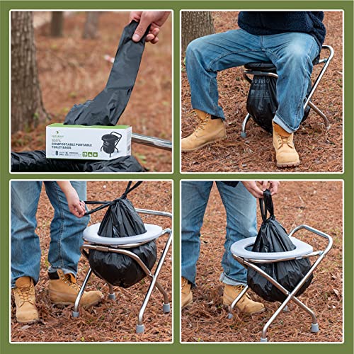 Superbio 8 Gallon Compostable Handle Tie Portable Toilet Bags For Travel, Camping And Outdoor Getaways. 15 Count, Opaque, Leak-Proof Odorless Porta Potty Liners Certified By Bpi And Ok Compost #TOP4
