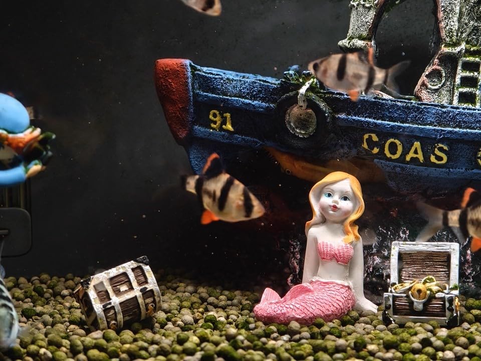 Miniatura 6 de 4 figuras de sirena en miniatura de 1.4 pulgadas, mini figuras de sirenas de resina para manualidades, jardín, terrario, acuario, micro paisajes,