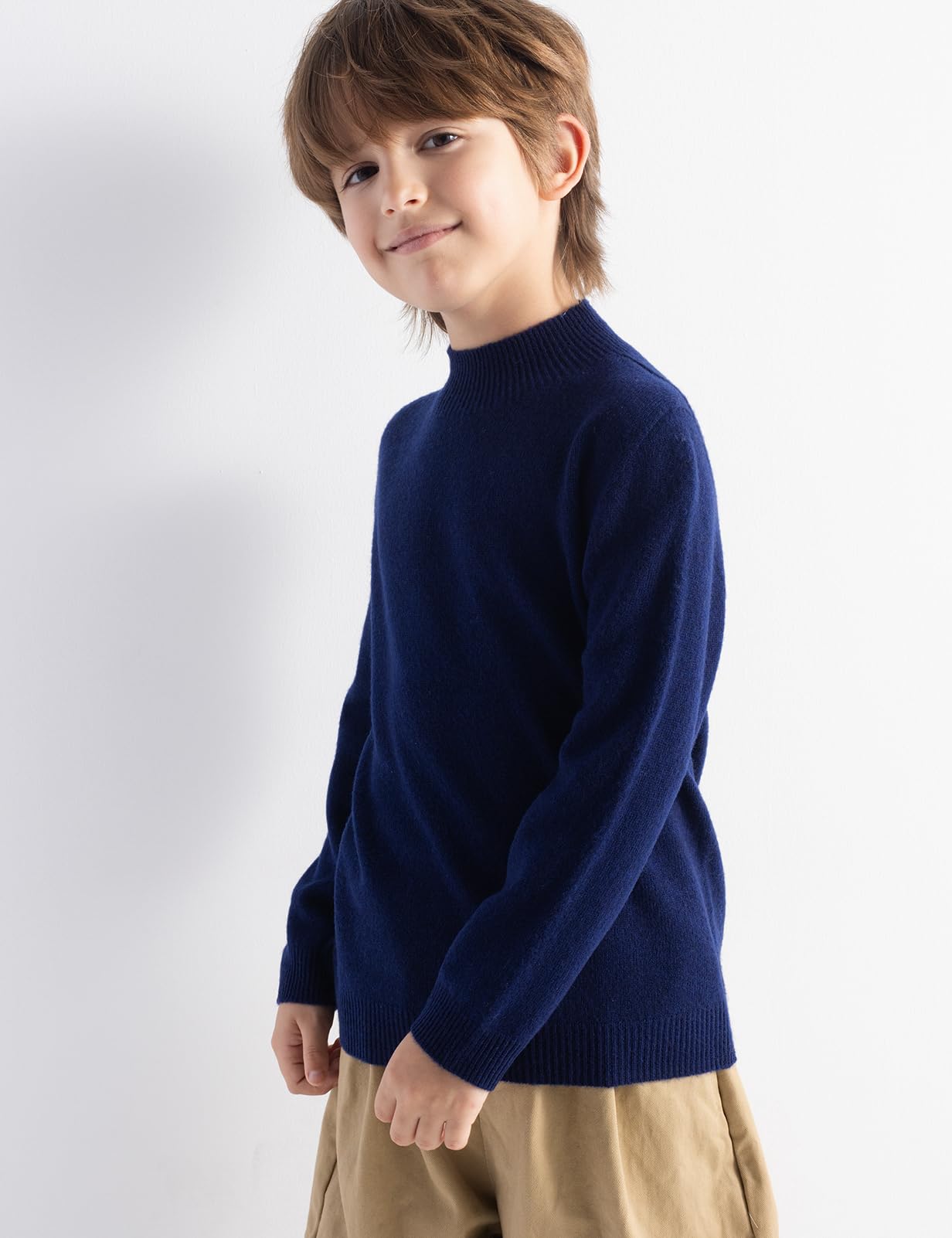 Chanyarn Niño Niña 100% Lana Merino Jerséis 2025 Otoño-Invierno Cuello Alto Medio Manga Larga Jersey De Punto Sin Costuras