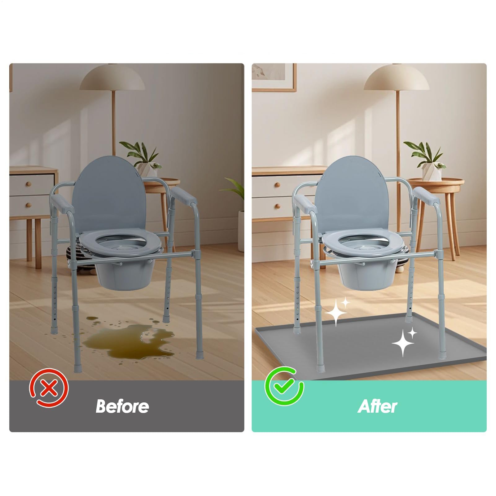 Toilettenmatte Für Die Bettseite | rutschfeste Silikon Unterlage Für Den Toilettenstuhl - Auslaufsichere Schutzmatte Für Wohnheim Wohnung Schlafzimmer Zuhause
