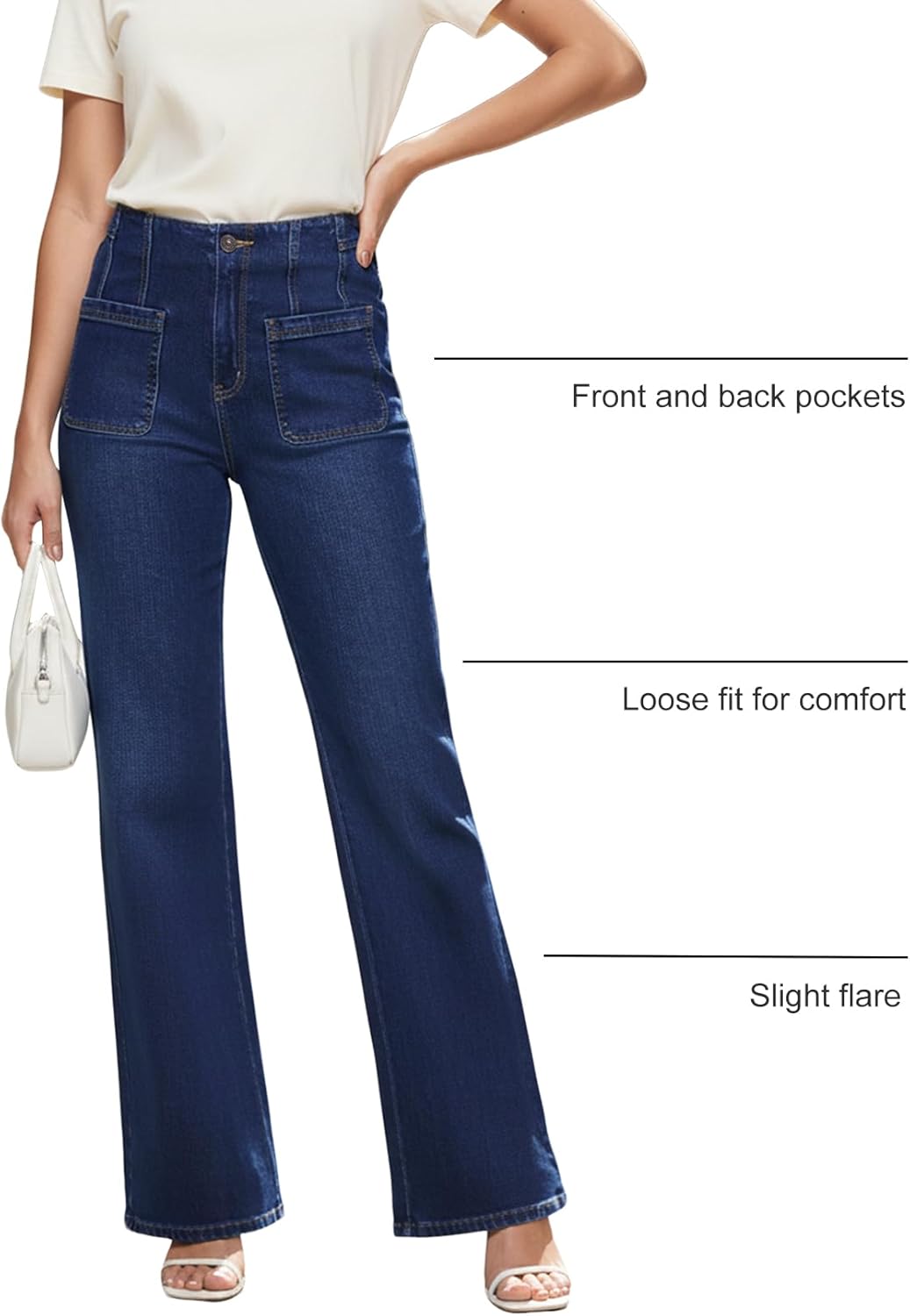 Wide Leg Jeans Woman, High Waisted Jeans for Women Trendy Stretchy Baggy Denim Pants with Pocket - Image 7