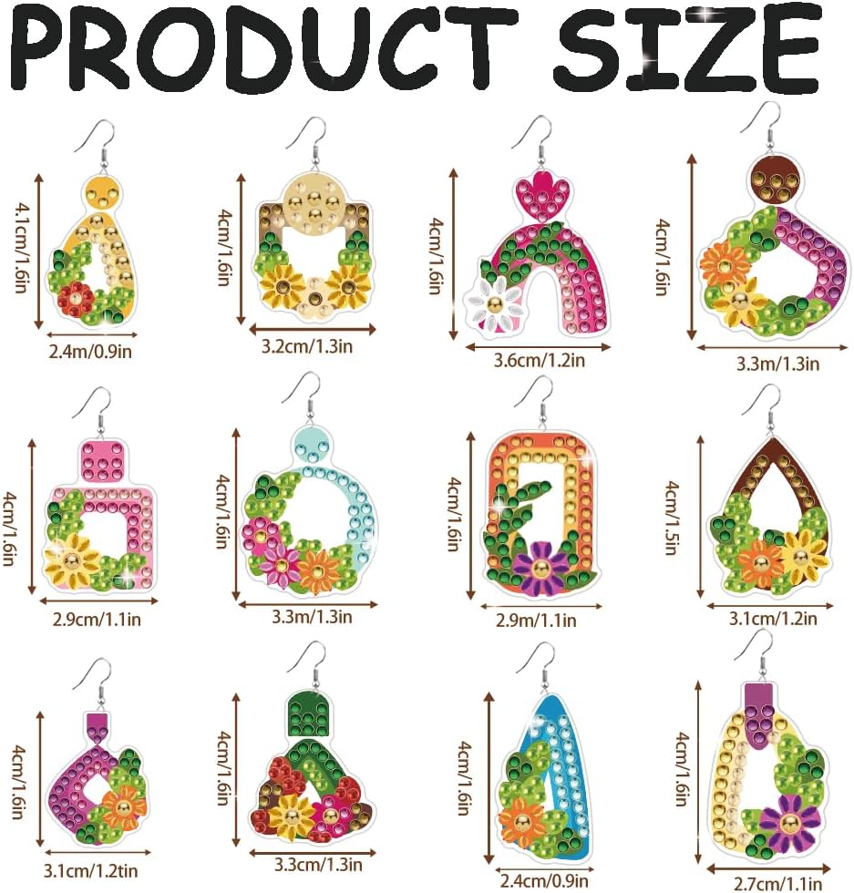 BEUNITONE 12 Pairs Floral Wreath Diamond Art Earring Making Kits for Adults, DIY Drop Dangle Earring Making Supplies Kit, Fun Duck Art Earrings Ornament for Women Birthdays Holiday Handmade Gift image 2