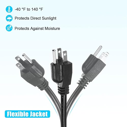 Miniatura 4 de PATIKIL Cable de alimentación de repuesto, 49 pies 14 AWG, cable de extensión de cable de 3 clavijas 5-15P para electrodomésticos de aire