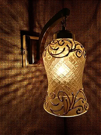 Weldecor Wall Decor Light Lamps for Bedroom Fancy Lights Drawing Room Modern for Living Room Bedroom Jhumar Fixture Glass Shade Diwali Lights for Decoration for Home (Corded Electric, Metal)