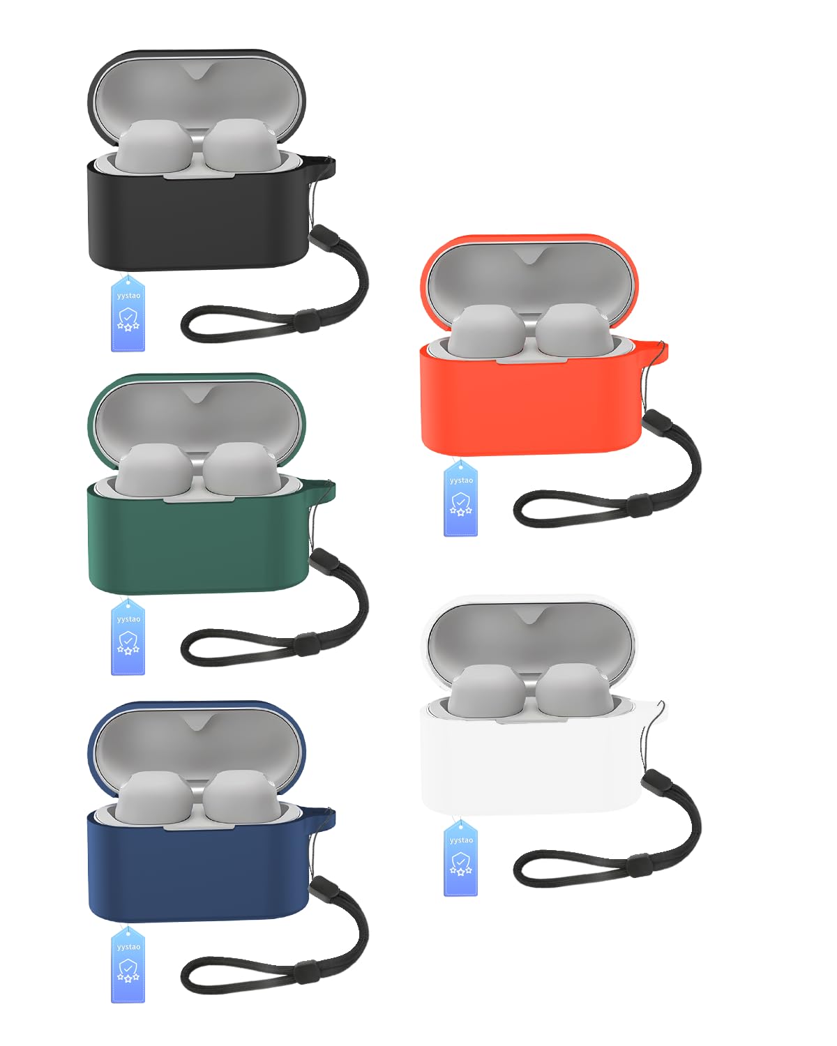 Funda para auriculares Sony WF-1000XM6, funda de silicona suave yystao con cordón, a prueba de polvo, a prueba de golpes y duradera, color negro, rojo, verde, azul y blanco