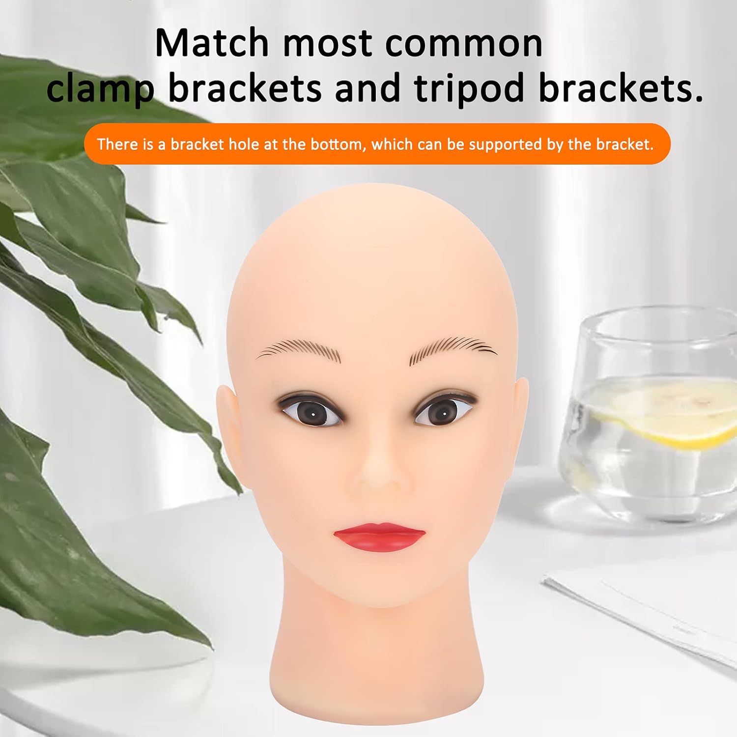 Bald Female Mannequin Head, Professional Training Wig Making Display, Eyeglasses, Hairs