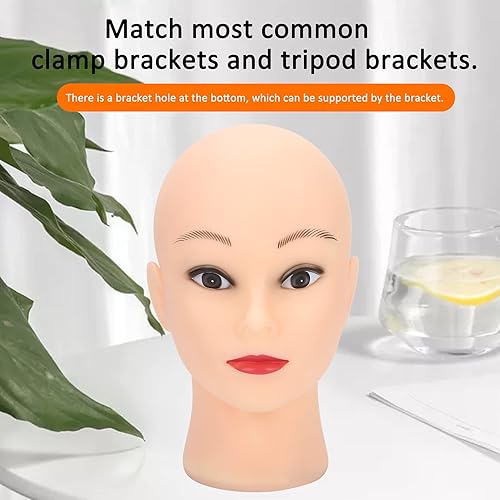 Miniatura 6 de Cabeza de maniquí calva, cabeza de maniquí calva para pelucas, Cabeza de cosmetología Maquillaje Cabeza de muñeca Sombreros Gafas Visualización
