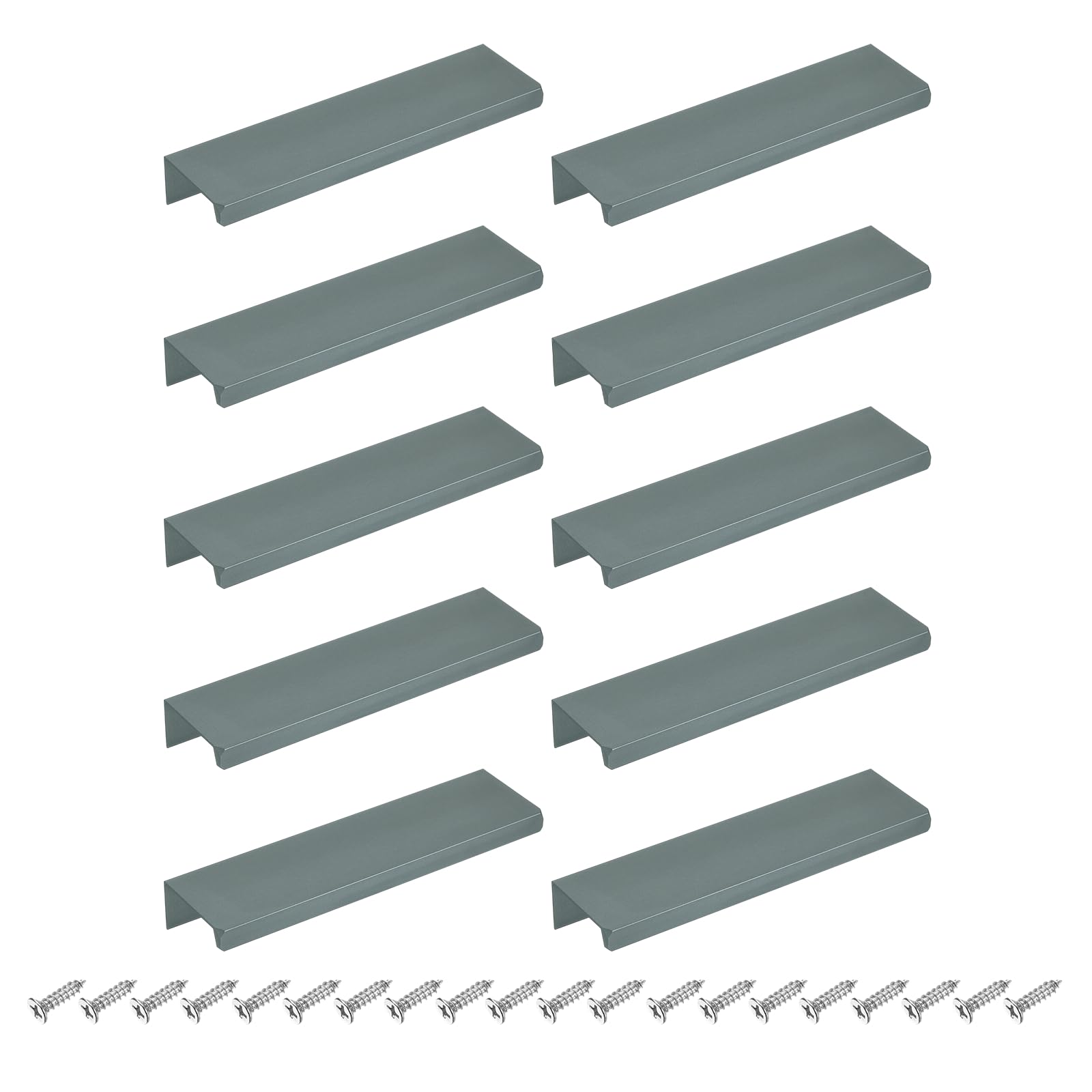 Poignées cachées de 120 mm pour tiroir de cuisine et armoire en alliage d'aluminium gris x10