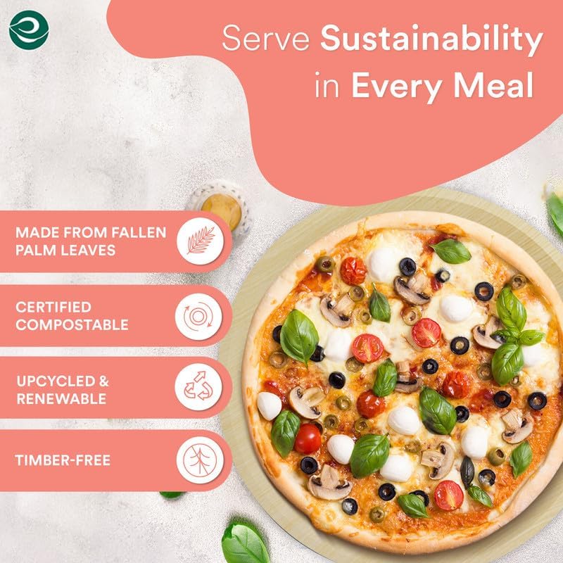 Image of ECO SOUL [12 inch, 10-Pack Areca Palm Leaf Round Plates | Disposable Eco-Friendly Biodegradable Like Bamboo Wood Plates | Party, Wedding, Event Plates (30 cm)
