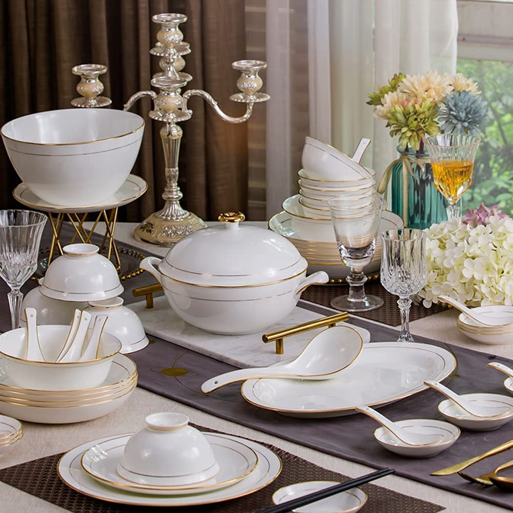 Amazon.co.jp: 32/58PCSセラミック食器セットボーンチャイナ食器皿