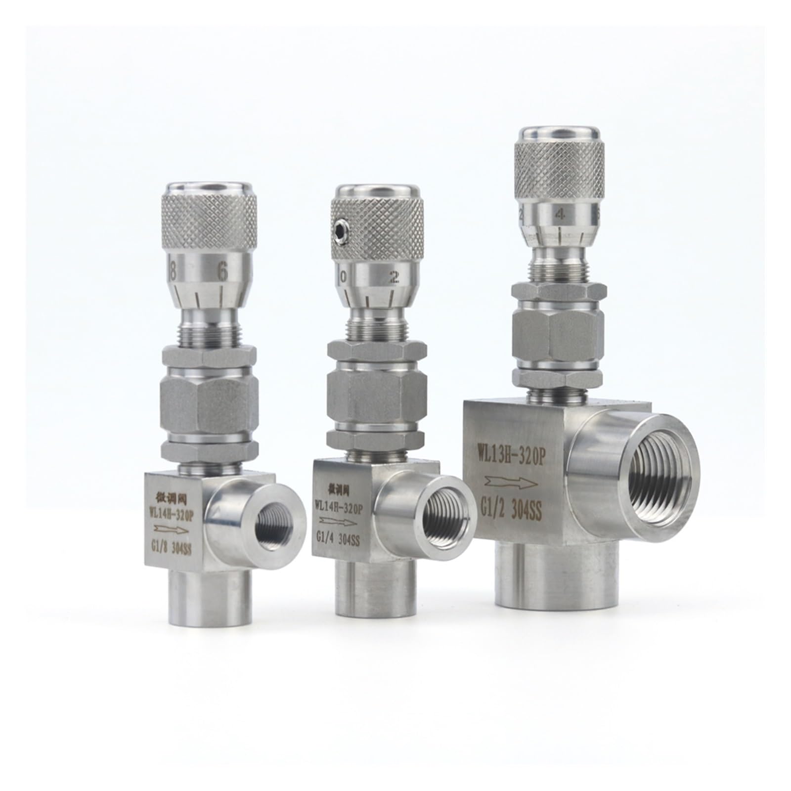 G 1/8 "1/4" 3/8 "NPT 1/2" válvula de Aguja de Acero Inoxidable 304 Controlador de válvula reguladora de Flujo de micromedición for Agua Gas Aceite(G Thread-High Precision-Straight,0.5 Inch)