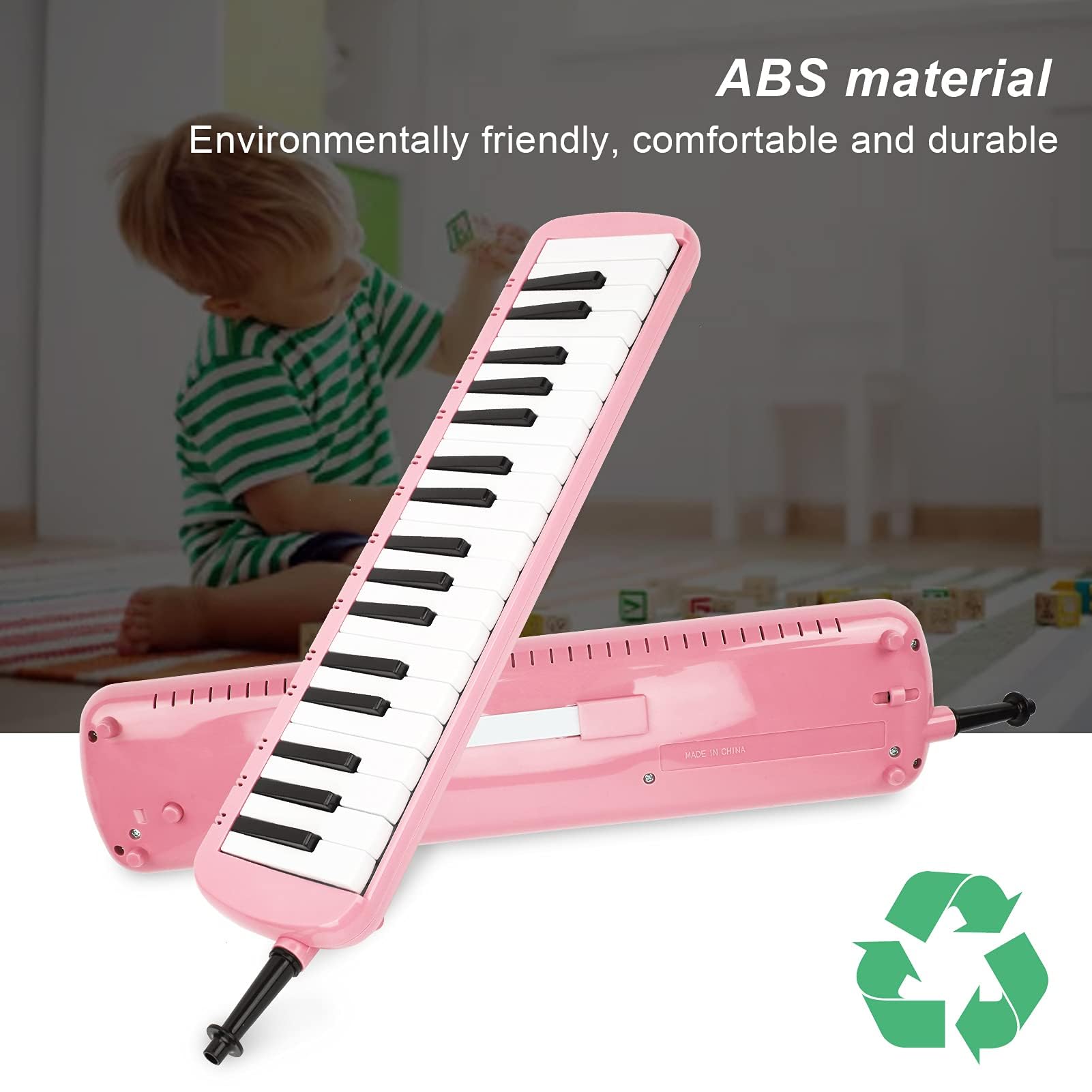 Melodica 37 Tasten Tastatur Melodica Blasmusikinstrument für Anfänger Professionelles Training (Rosa)