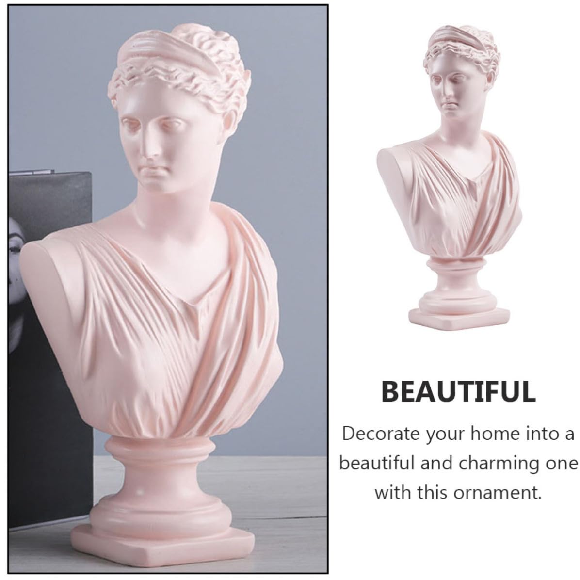 ifundom Estatua de Busto Decorativa Nórdica en Resina Rosa