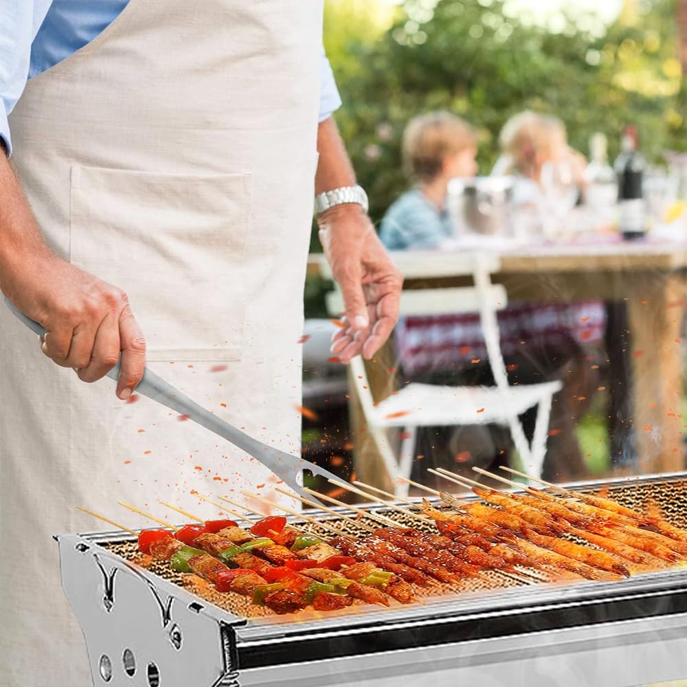 Barbecue à Charbon Pliant Portable, Grill Charbon de Bois XXL, BBQ de Table en Acier Inoxydable, pour Jardin Pique-Nique Camping, 5-10 Personnes, 73 * 33 * 71cm
