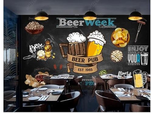 Papel Pintado De Foto 3D Personalizado Fondo De Pared Con Parrilla De Herramientas Para Quemar Cerveza En Pizarra-200Cm×140Cm