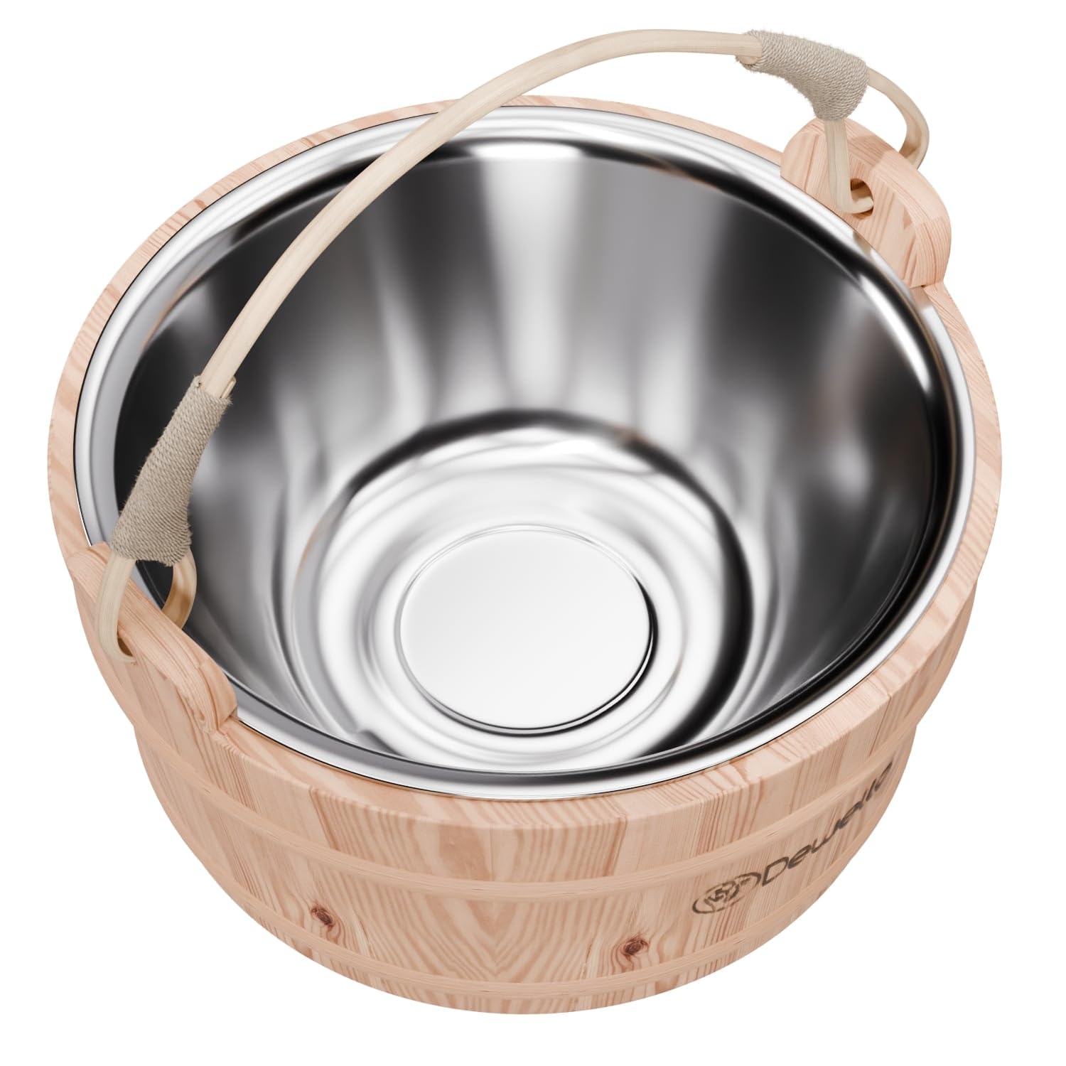 Dewello® Sauna-Eimer 3L - Hochwertiges Hemlock-Holz mit Edelstahleinsatz, robust & pflegeleicht, ideal für Sauna & Wellness
