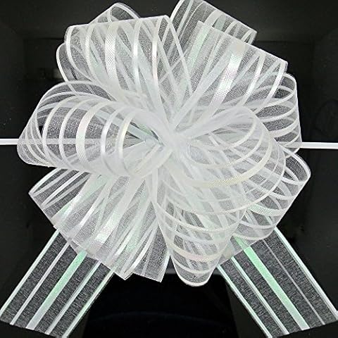 FQTANJU Large Organza Pull Bow, 5 Pieces (White) Cover