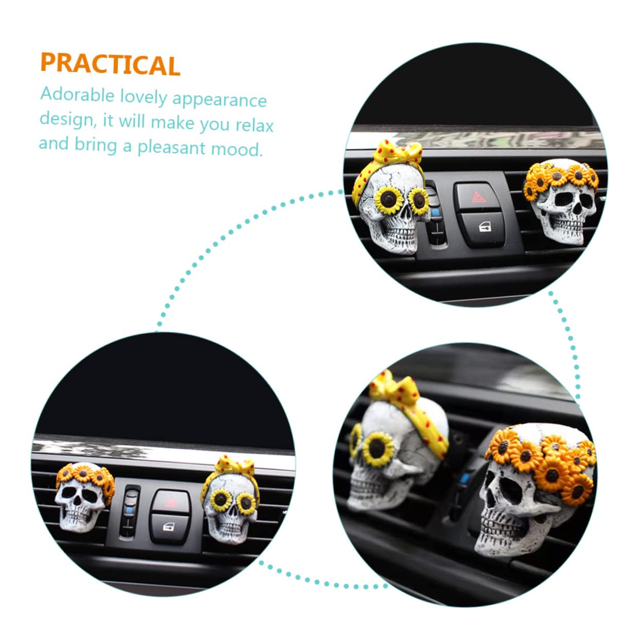 iplusmile 6pezzi Clip Decorativa Per Profumo Auto Di Aromatizzatore Per Ventilazione Auto Con Design Di Teschio Facile Da Installare Per Amici e Famiglia