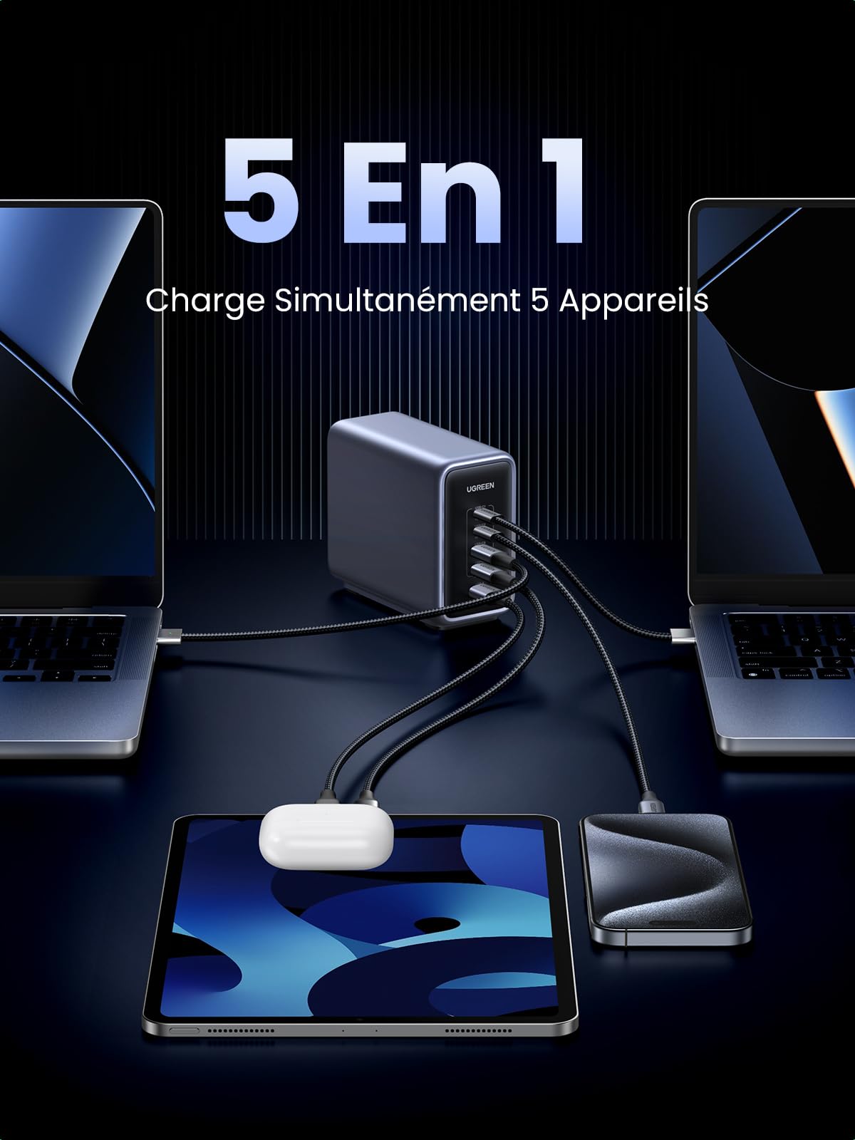 UGREEN Nexode 300W USB C Chargeur Station PD3.1 140W Charge Rapide GaN Tech
