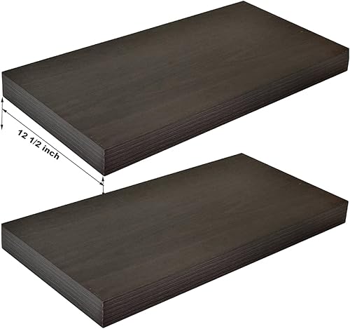 SISHHOME Estantes flotantes de 24 x 12 x 2 pulgadas, juego de 2 estantes colgantes de panel ancho grande para cocina, sala de estudio, dormitorio,