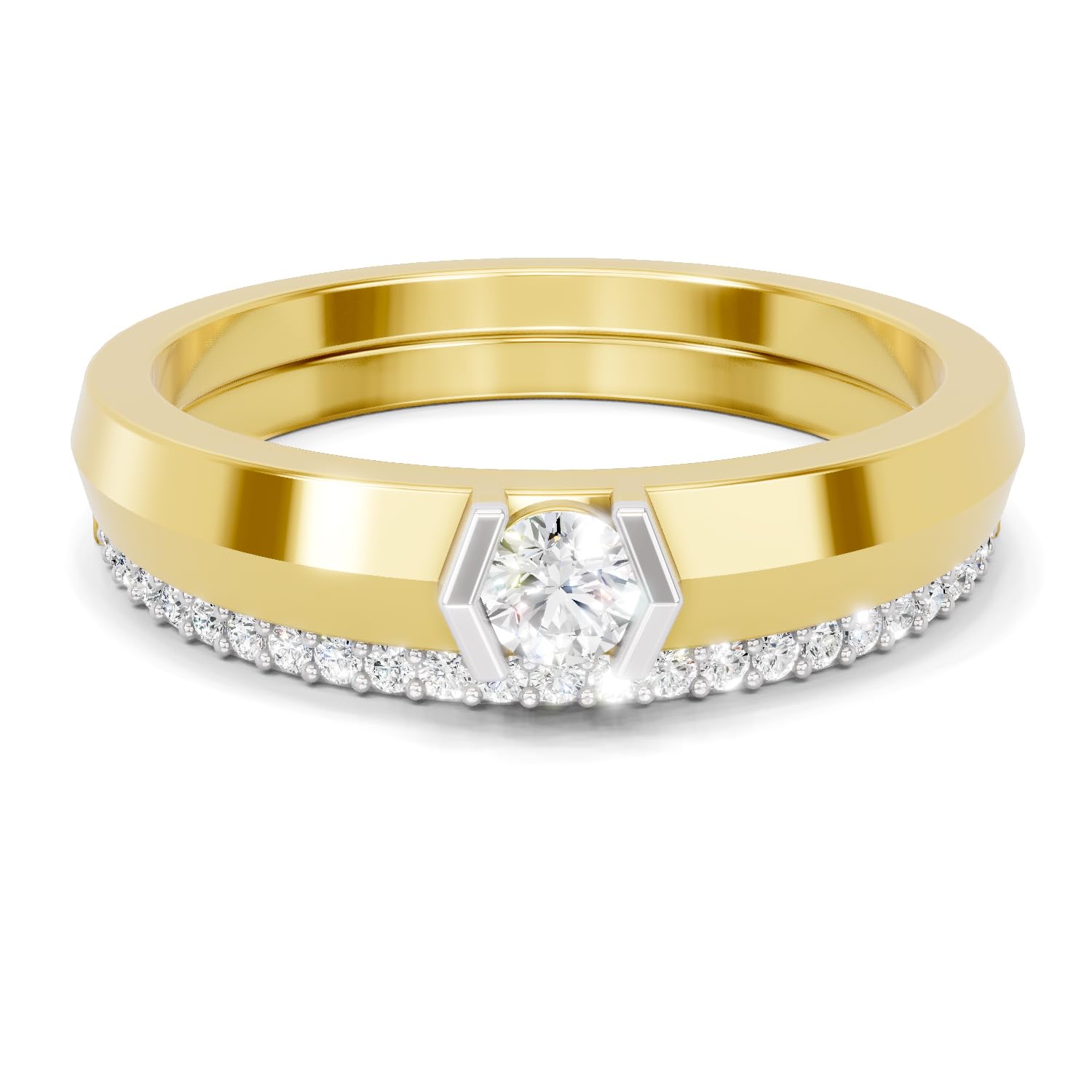 Lab Grown Diamond Ring For Men 0.25 Carat IGI Certified Round Shape F-G VS Quality Diamond | 925 Sterling Silver Gold Plated Fashion Band Ring-image-19