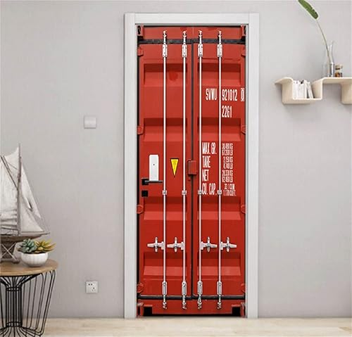Miniatura 9 de artfanke Adhesivos de puerta 3D Imitación de metal Caja de contenedor 30.3"x78.7" - Mural de puerta despegar y pegar Adhesivos de pared para