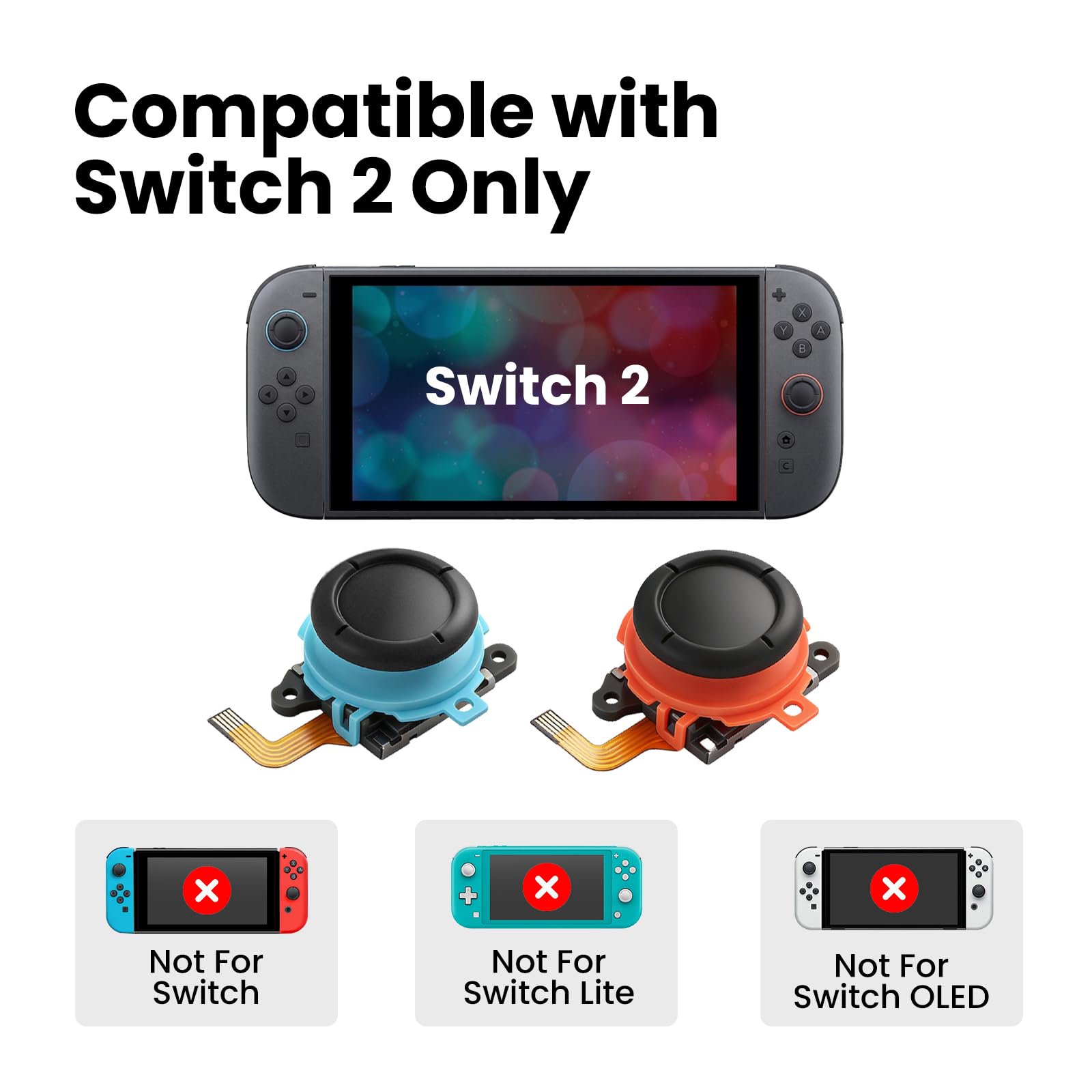 GuliKit Switch 2 Joysticks Ersatz, aktualisierter Anti-Drift TMR elektromagnetischer Joystick für Switch LCD/OLED Joy Con & Switch Lite, analoges Thumbstick-Upgrade-Kit mit mehrfarbigen Stickkappen