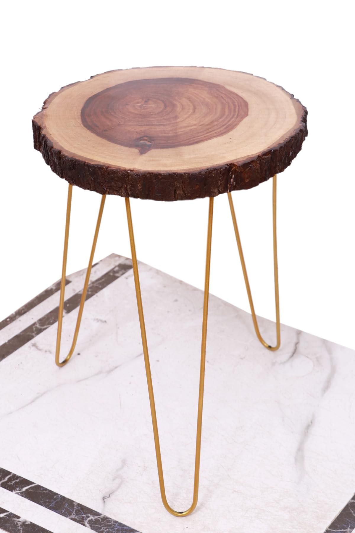 Fabuwd Shseesham Top End Table/Corner Table/Side Table for Indoor & Outdoor Decor Wood Natural (Gold Legs) (B0CCLHY7R4) Amazon Price History, Amazon Price Tracker