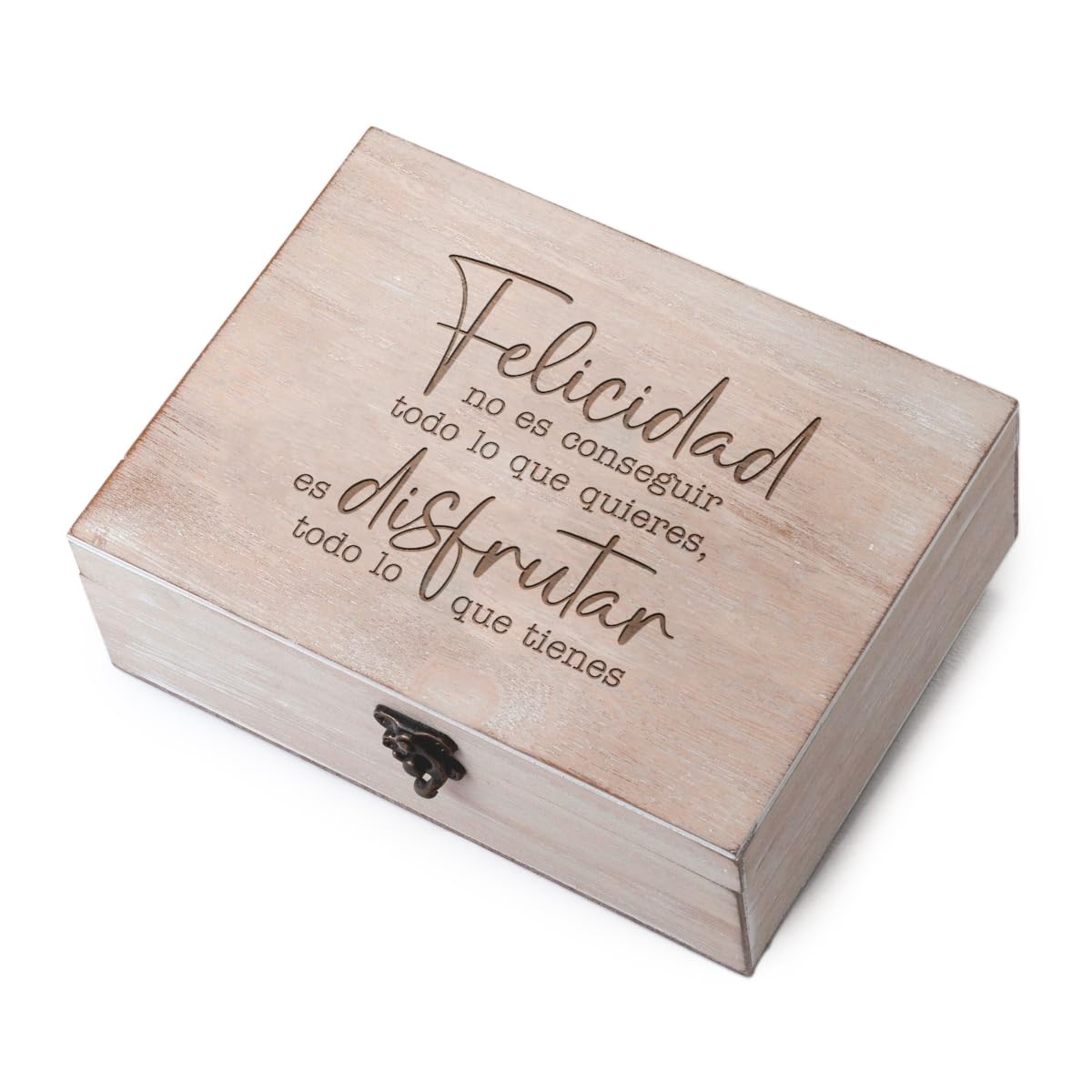 Mopec W53 Wooden Chest Message Happiness 23x17cm, Brown, 23x17 cm