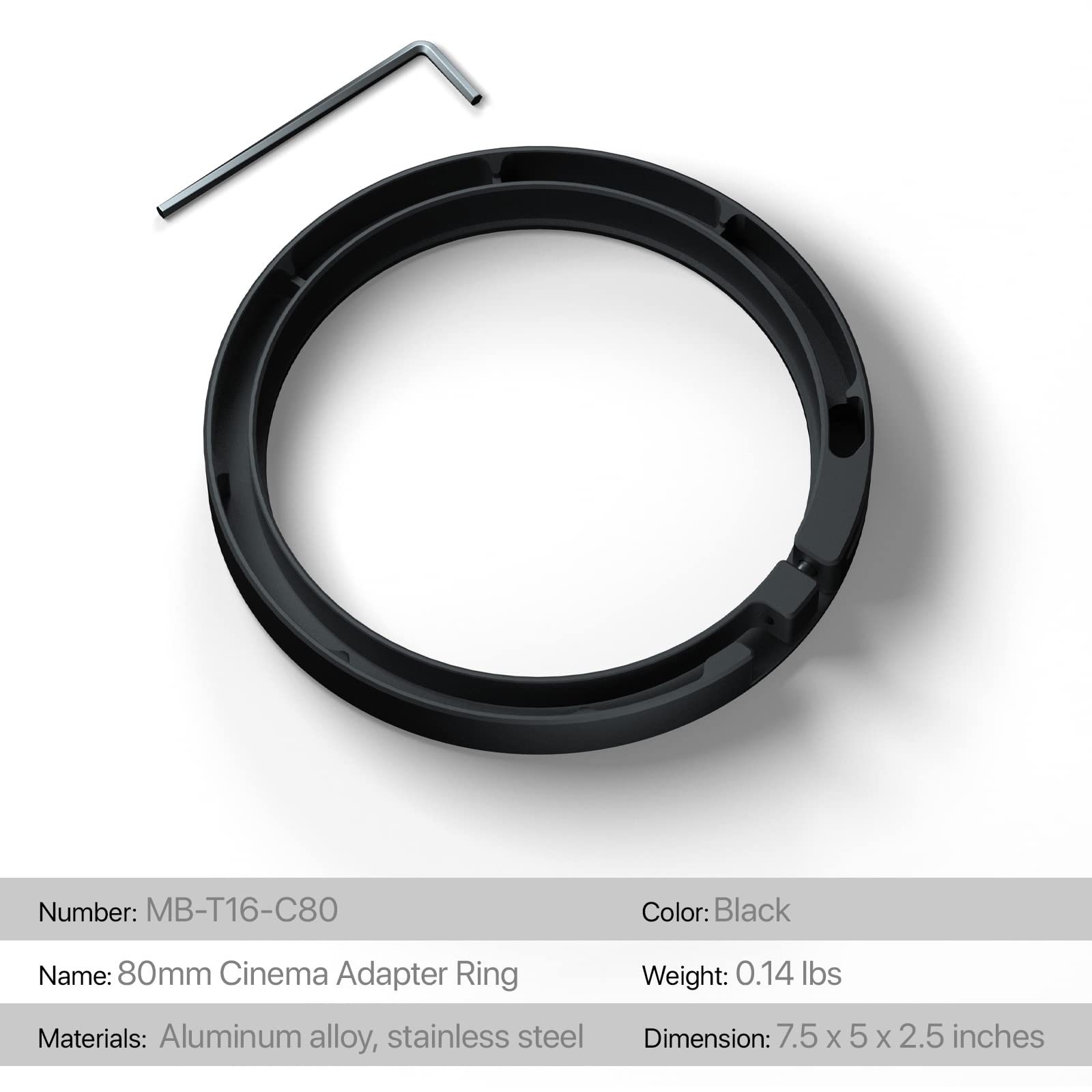Tilta Bague d'adaptation de cinéma 80 mm pour Tilta Mirage Matte Box directement vers les objectifs compacts Cine léger MB-T16-C80