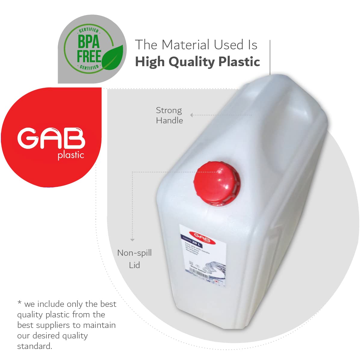 Buy GAB Plastic, Clear Plastic Water Gallon, 20 liters, Clear Water