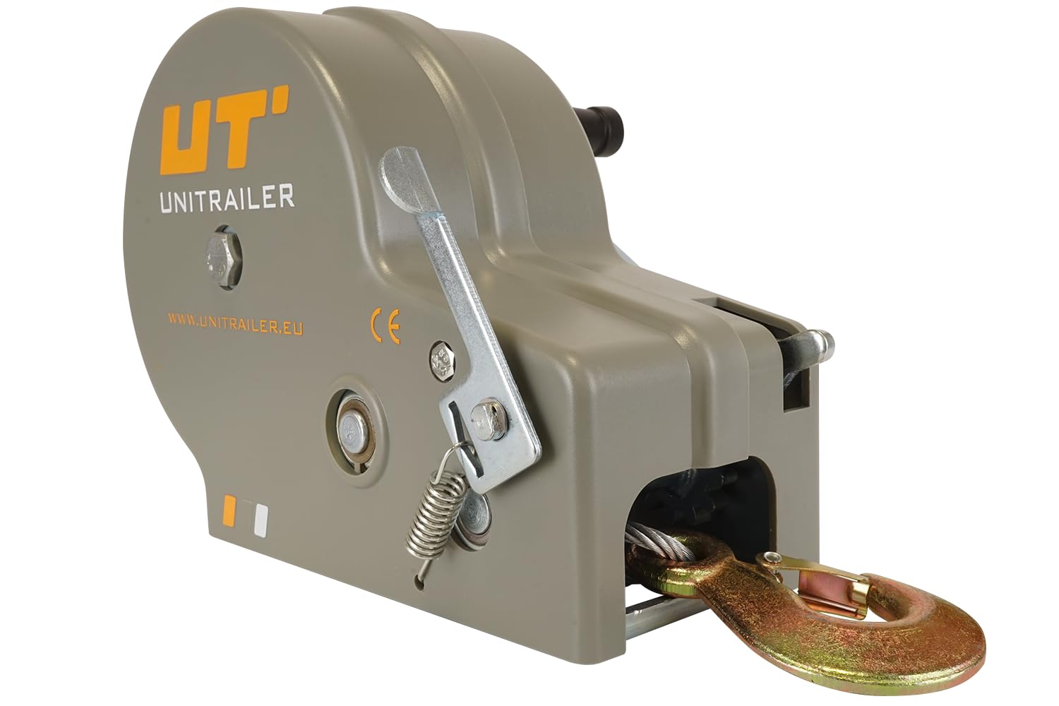 UNITRAILER Treuil Manuel à Manivelle 1150 kg avec Câble Acier 10 m - pour Remorques Bateaux, Quads, Voitures - Transmission 5.1:1/12.2:1 - Acier Galvanisé
