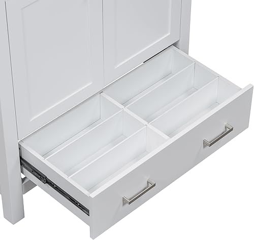 Miniatura 6 de Merax Tocador de baño de 30 pulgadas con lavabo individual, armario combinado de montaje inferior, armario de almacenamiento de baño con 2 puertas y