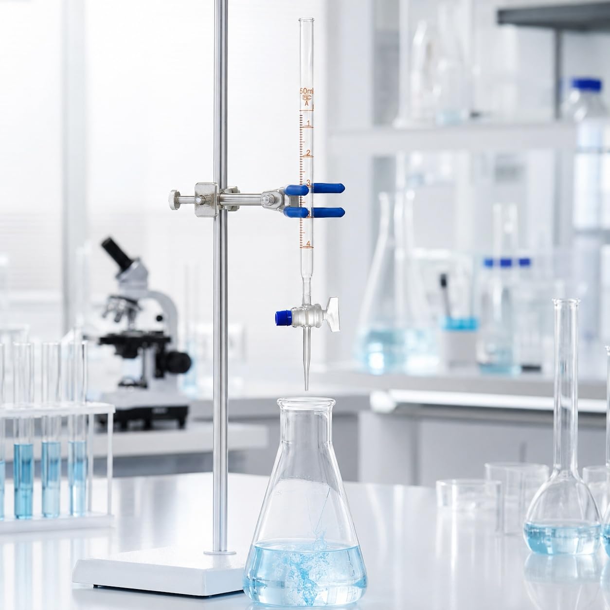 Saure Labor-Volumenbürette mit Glasküken-Ventil-250mL | Vielseitiges Quantitatives Labor-Glasgerät für Chemielabor und Analyse